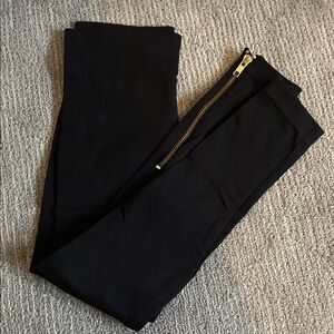 Black Leggings with Gold Zipper